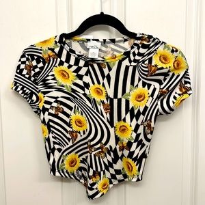 Trippy sunflower crop top NWT